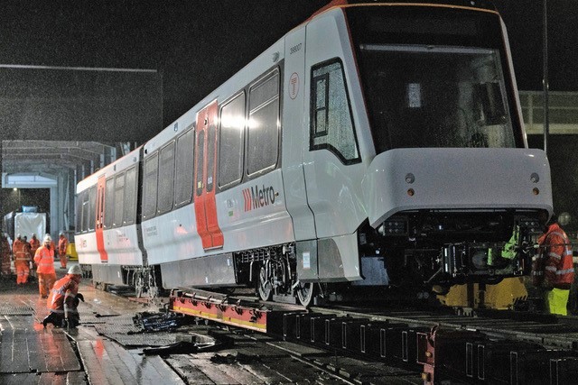 The first South Wales Stadler Tramlink Tram-train is delivered. (TfW