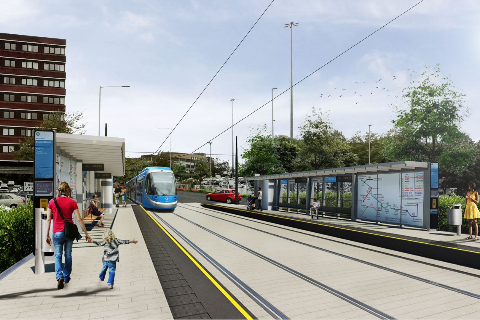 a design image of the finished tram stop at Flood Street in Dudley, due to open next year. - credit Metro Midlands Alliance