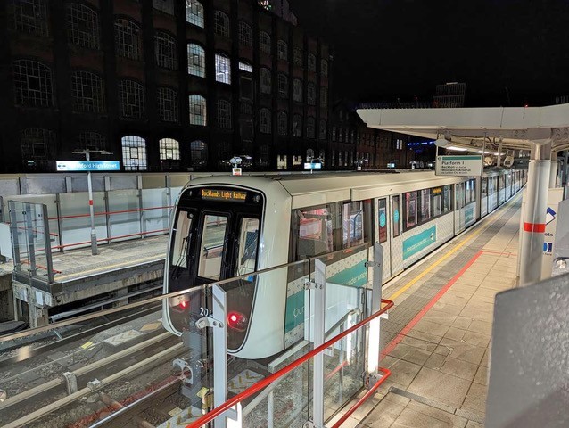 The first of the CAF trains testing on the DLR. (TfL