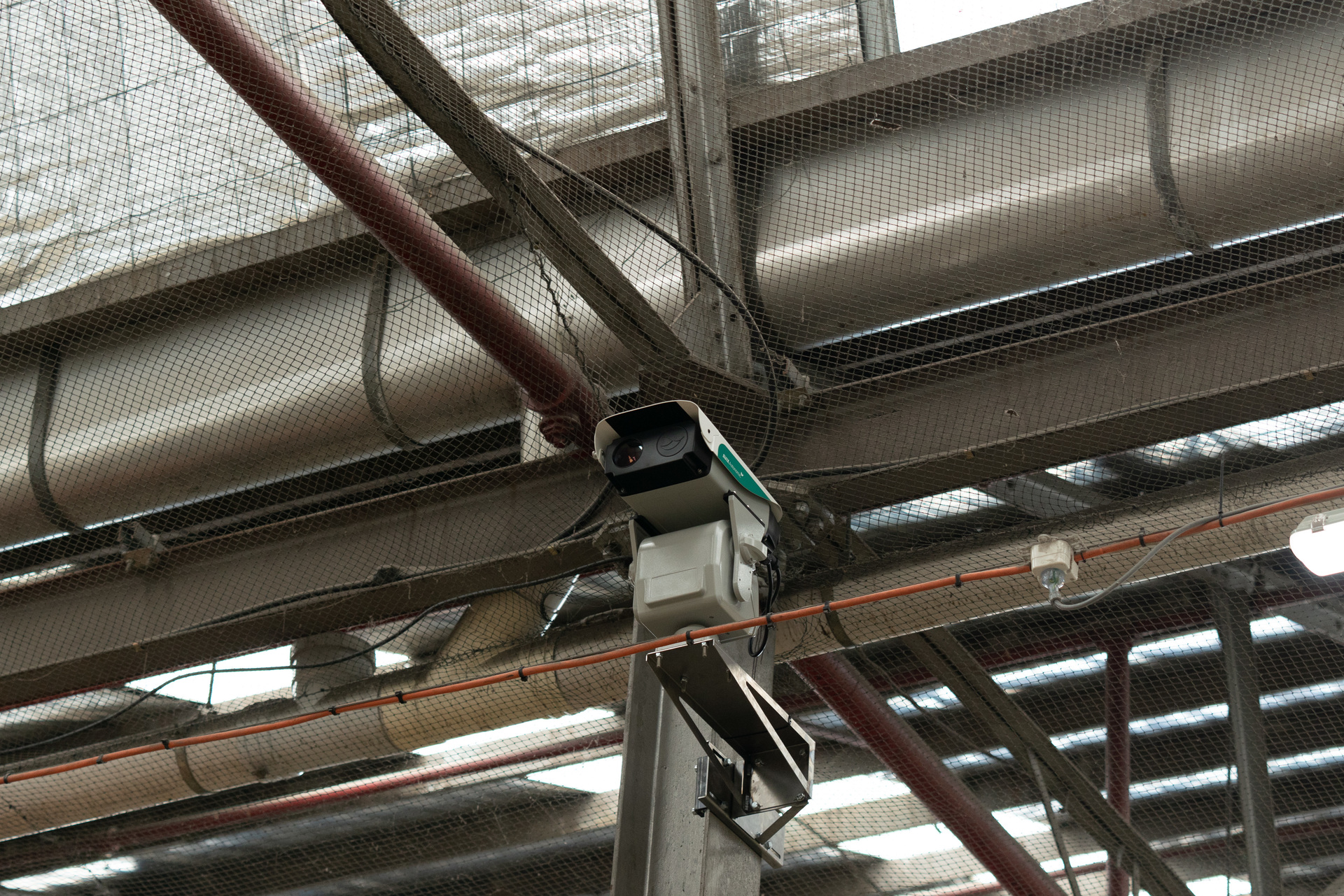 The bird laser in action within Malvern Tram Depot - optical illusions are used to discourage roosting