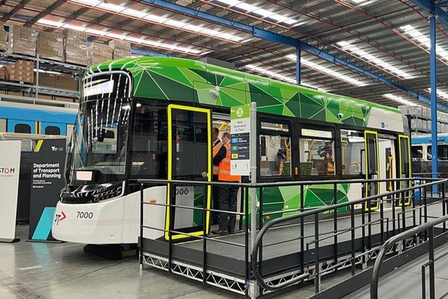 The mock-up of the Melbourne tram. (Alstom