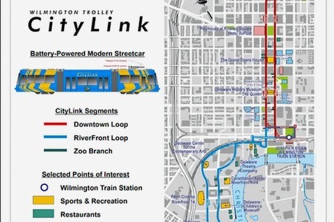 map of the proposed Wilmington CityLink tram. (AmeriStarRail)