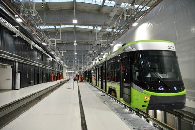 A Durmazlar Panorama tram in the new depot area. (P. Farsewicz)